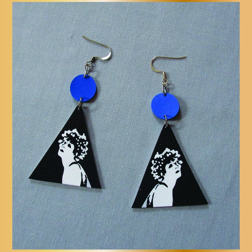 Deco Style Dangle Day of The Locust Alla Nazimova Earrings Mod 70s 90s Biba Look